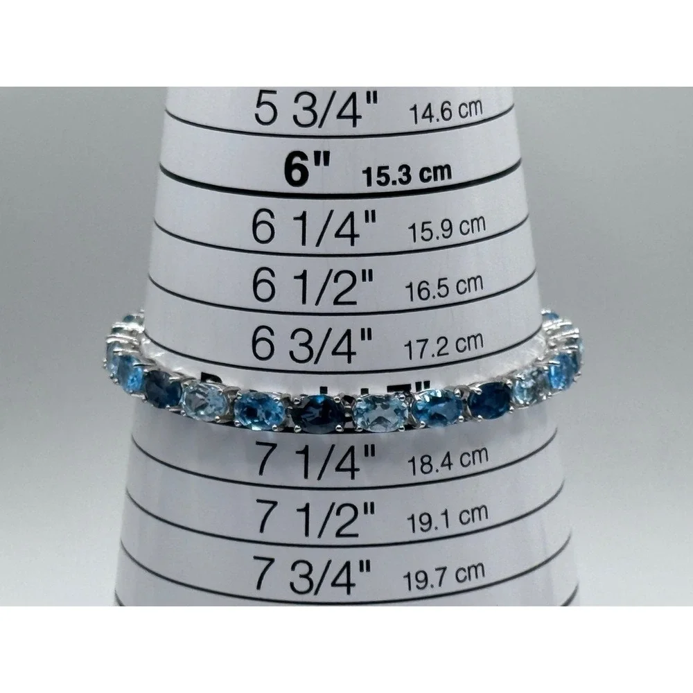 EMA Signed Sterling Silver Shades of Blue Tennis Bracelet